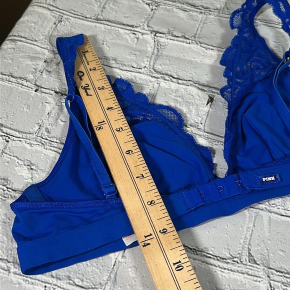PINK Victoria's Secret Royal Blue Lace Plunge Bralette size Small - Picture 13 of 13